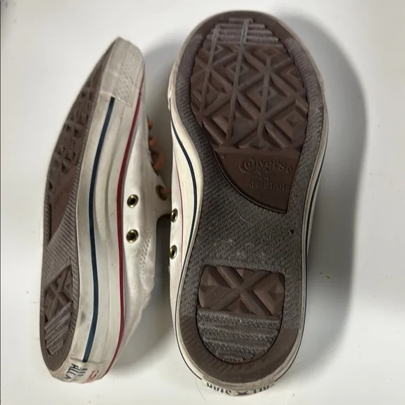 Converse Off-White Low-Top Sneakers with Red Trim - Picture 3 of 7